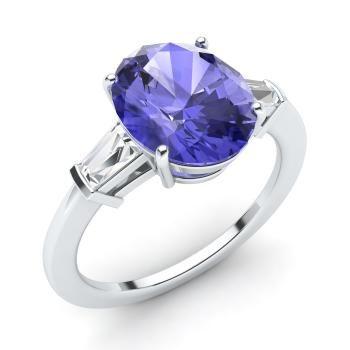 Ines Blue with Three Logo - Ines Engagement Ring with Oval Tanzanite, VS Diamond | 2.51 carat ...