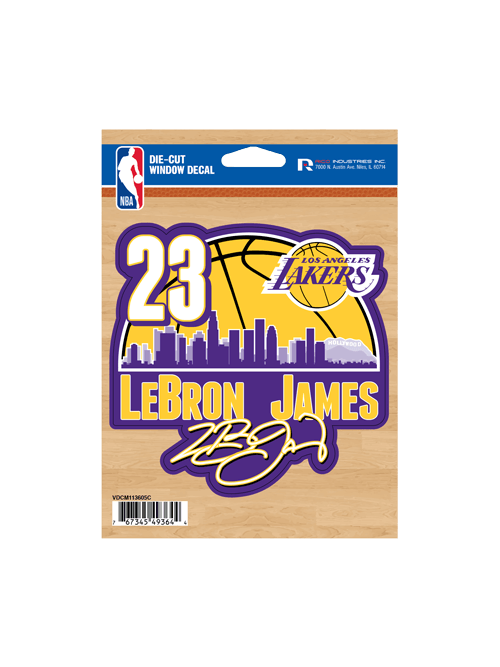 LeBron Lakers Logo - Los Angeles Lakers LeBron James 4x6 Decal – Lakers Store