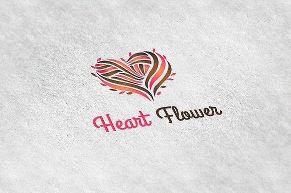 Heart and Flower Logo - Heart Flower Logo Template ~ Logo Templates ~ Creative Market