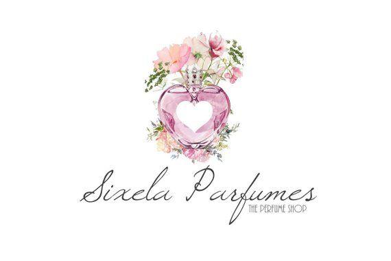 Pink Flower Company Logo - Bottle Logo Perfume Logo Floral Heart Logo Heart logo | Etsy