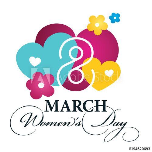 Heart and Flower Logo - March Womens Day trendy style color heart flower logo this