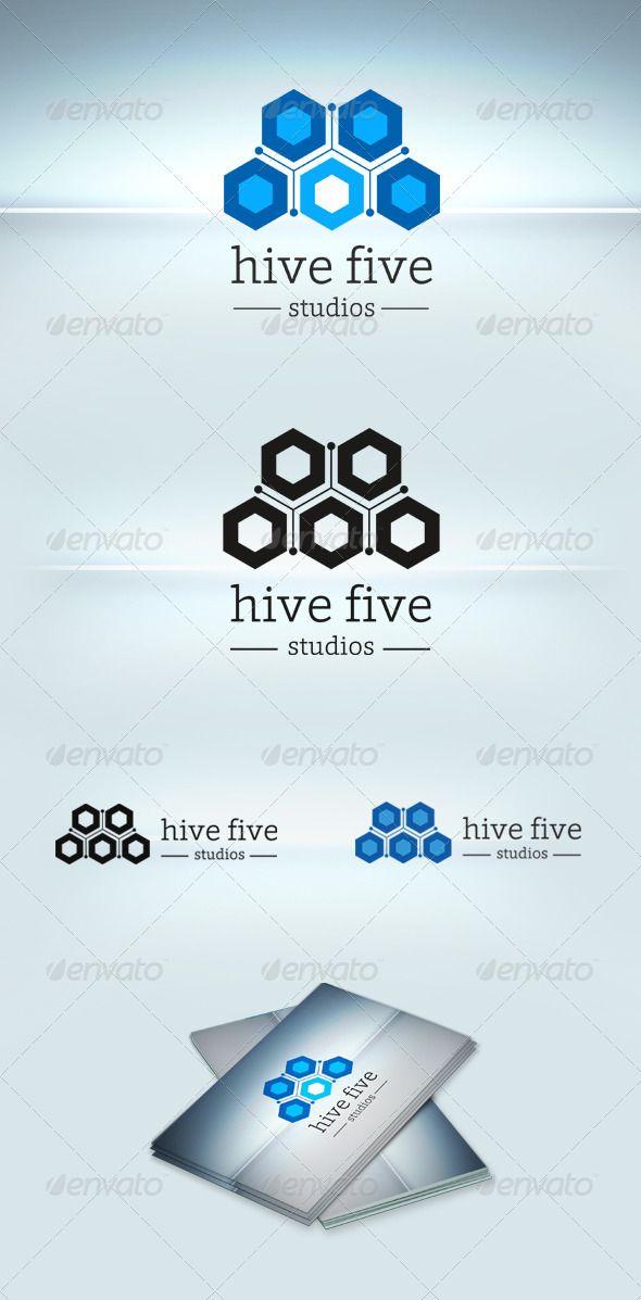 8 Letter Logo - Hive Five Logo Template #GraphicRiver Features: Easy 8 Letter Unique ...