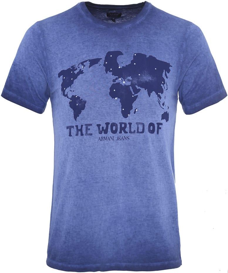 Blue World Logo - Armani Jeans Blue World Logo T Shirt