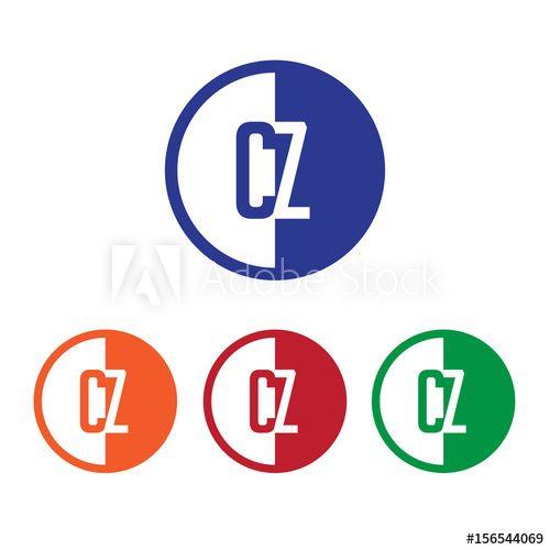 Orange Red Half Circle Logo - CZ initial circle half logo blue, red, orange and green color
