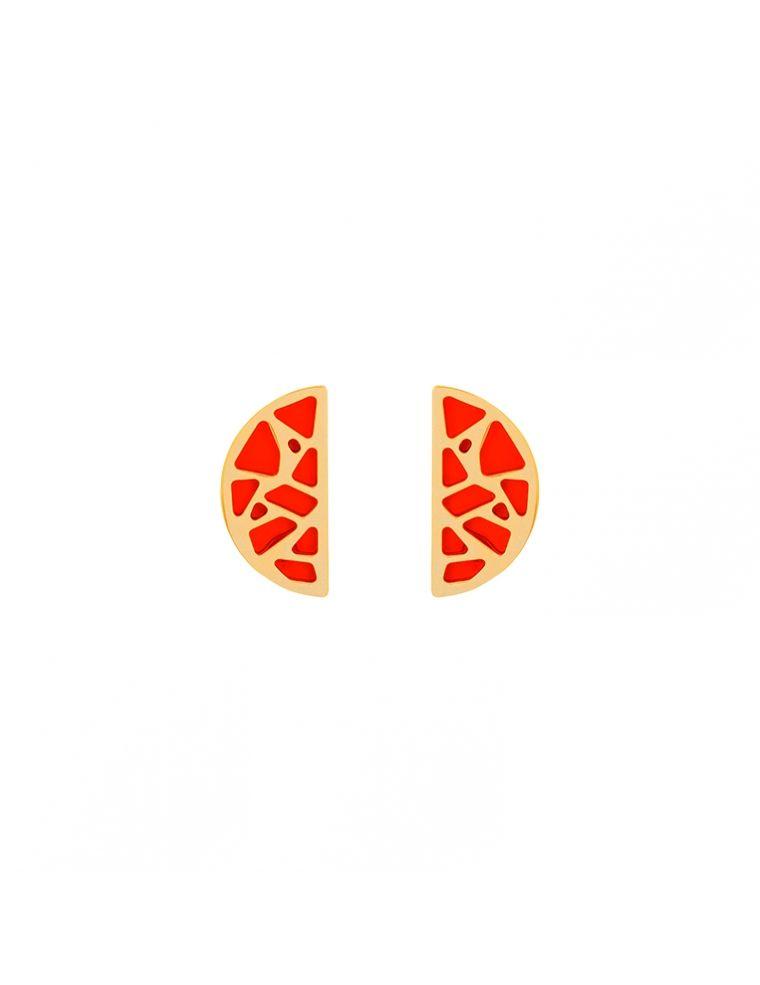 Orange Red Half Circle Logo - Girafe Half-Moon Earrings, Gold finish - Orange red / Pink brown ...