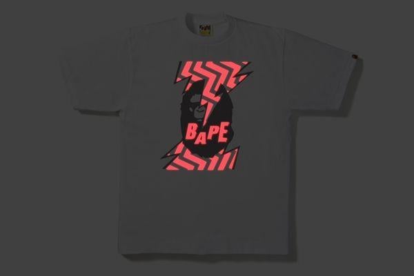 BAPE Red Lightning Logo - A Bathing Ape (Bape) Lightning Ape Head Tee Online Shop