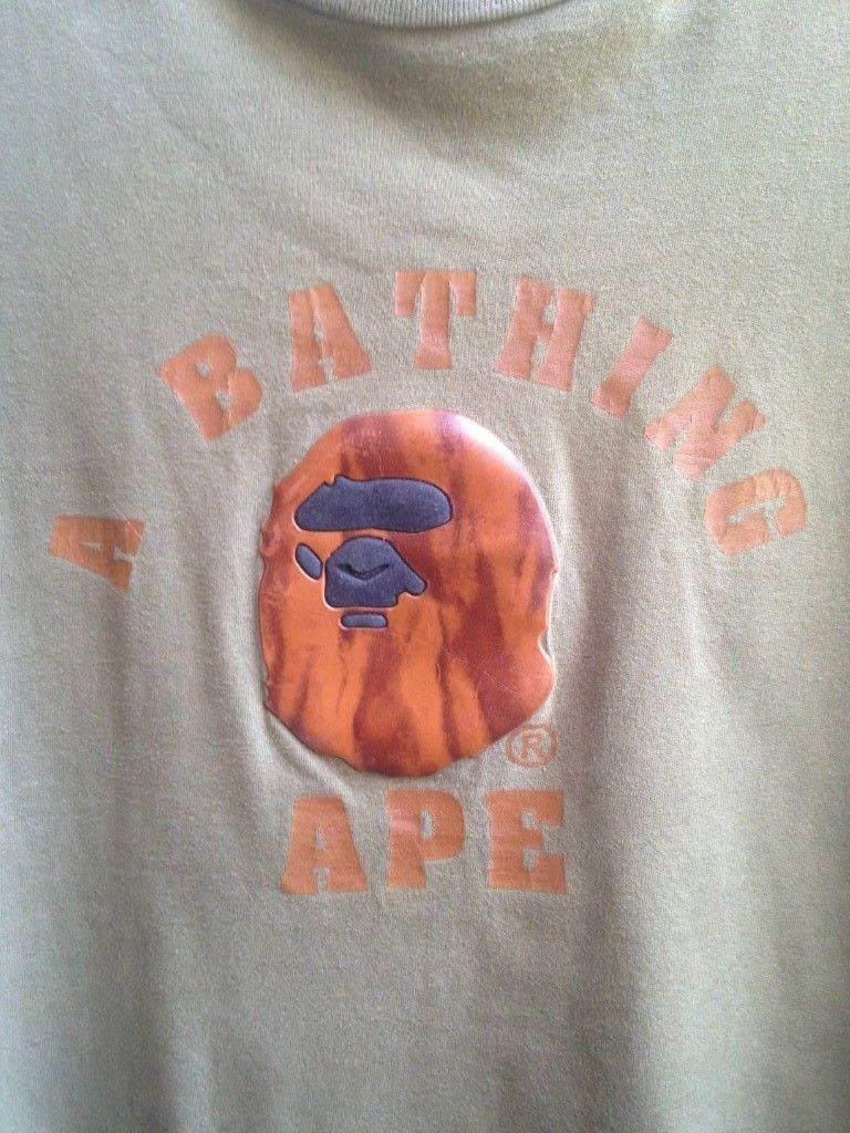 BAPE Red Lightning Logo - VINTAGE 90'S ORIGINAL BAPE A BATHING APE T SHIRT - 3D FELT VERY RARE ...