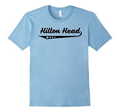 Hilton Clothing Logo - Vintage Hilton Head SC Stars Logo Retro T Shirt: Clothing