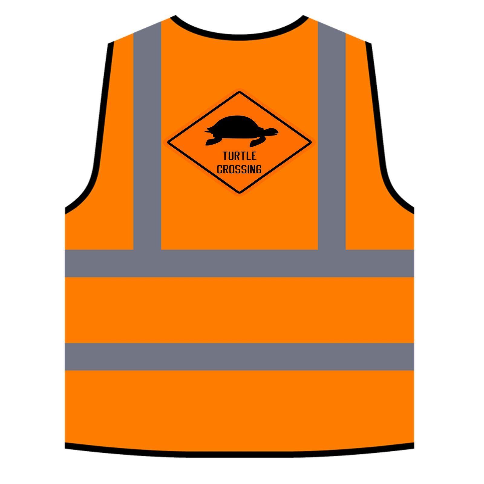 Yellow Orange Logo - Turtle Crossing Sign Yellow/Orange Safety Vest t380v | eBay