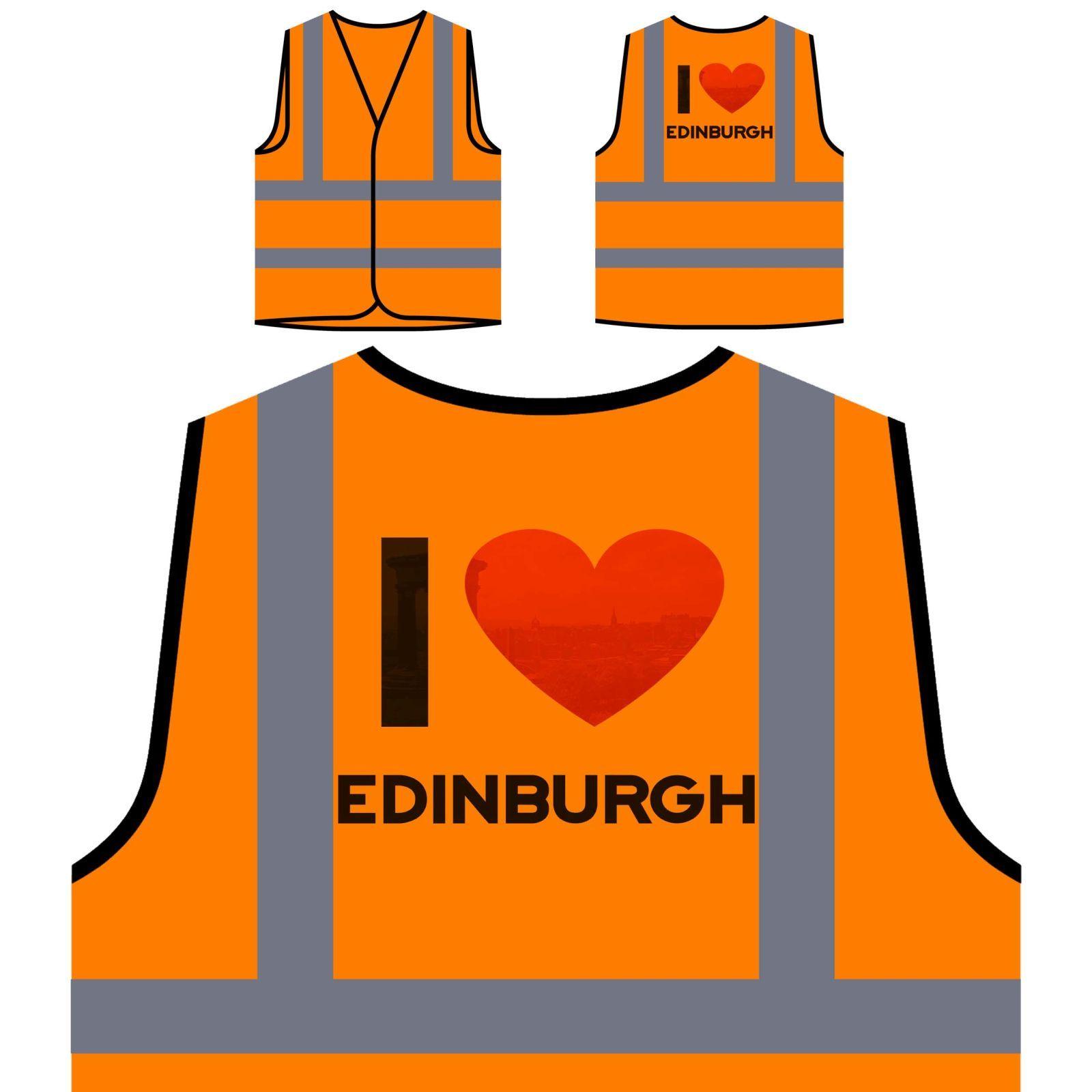 Yellow Orange Logo - i love edinburgh Yellow/Orange Safety Vest cc919v | eBay