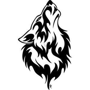 Howling Wolf Head Logo - Tribal Howling Wolf Head Black On White - Polyvore | Art | Wolf ...