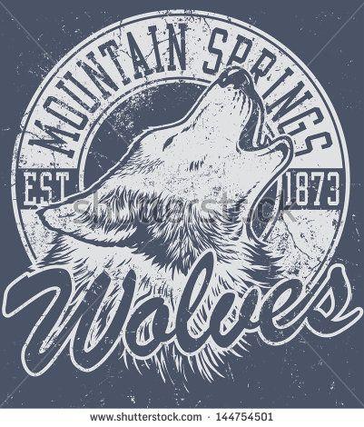 Howling Wolf Head Logo - Vector one color retro howling wolf mascot athletic design complete ...