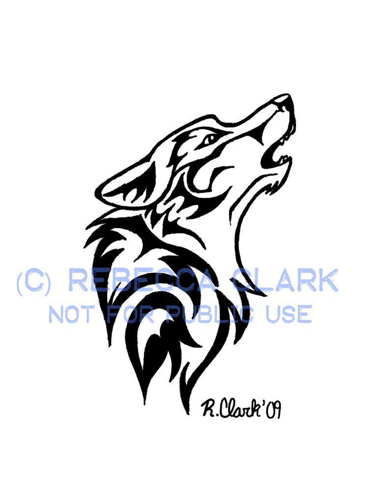 Howling Wolf Head Logo - wolf howl and tribal tattoos
