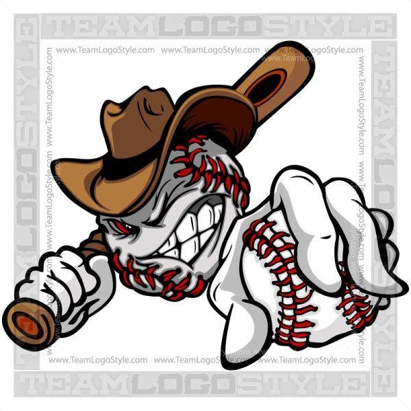 Cool Baseball Logo - Renegade Baseball - Vector Clipart Cowboy