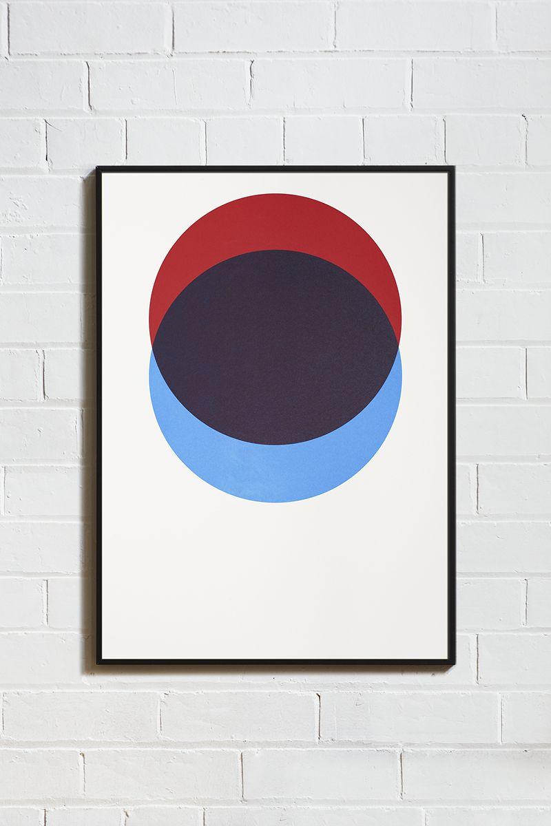 Blue and Red Rectangle with Circle Logo - Circles - Red & Blue Screen Print — Lane