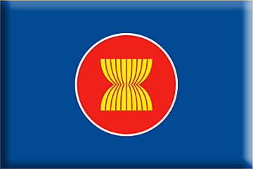 Blue and Red Rectangle with Circle Logo - ASEAN Flag. ONE VISION ONE IDENTITY ONE COMMUNITY