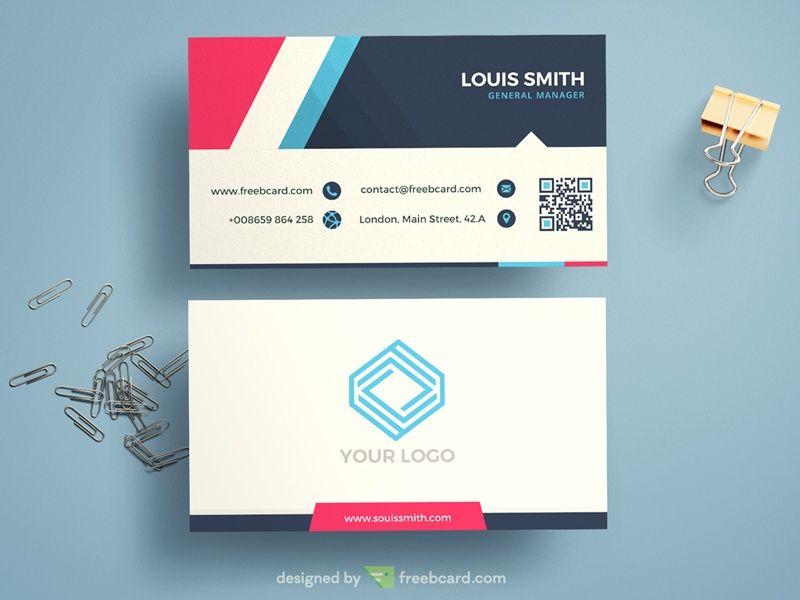 Red and Blue Business Logo - Minimal Corporate Blue Business Card Template - Freebcard