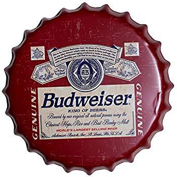 Beer Cap Logo - Budweiser Beer Anheuser Busch Logo Corrugated Metal Sign