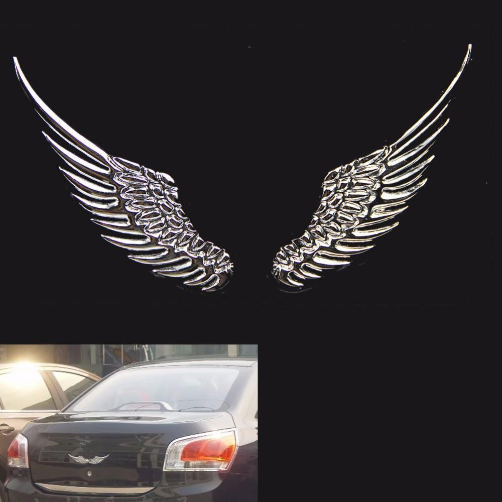 Two Wings Logo - Car Styling 3D Alloy Metal Silvery Angel Wings Car Emblem Badge