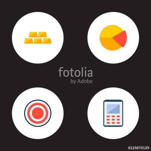 Target App Logo - Set of commerce icons flat style symbols with pie chart, target ...