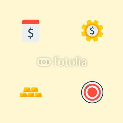 Target App Logo - Set of financial icons flat style symbols with target, gold, set ...