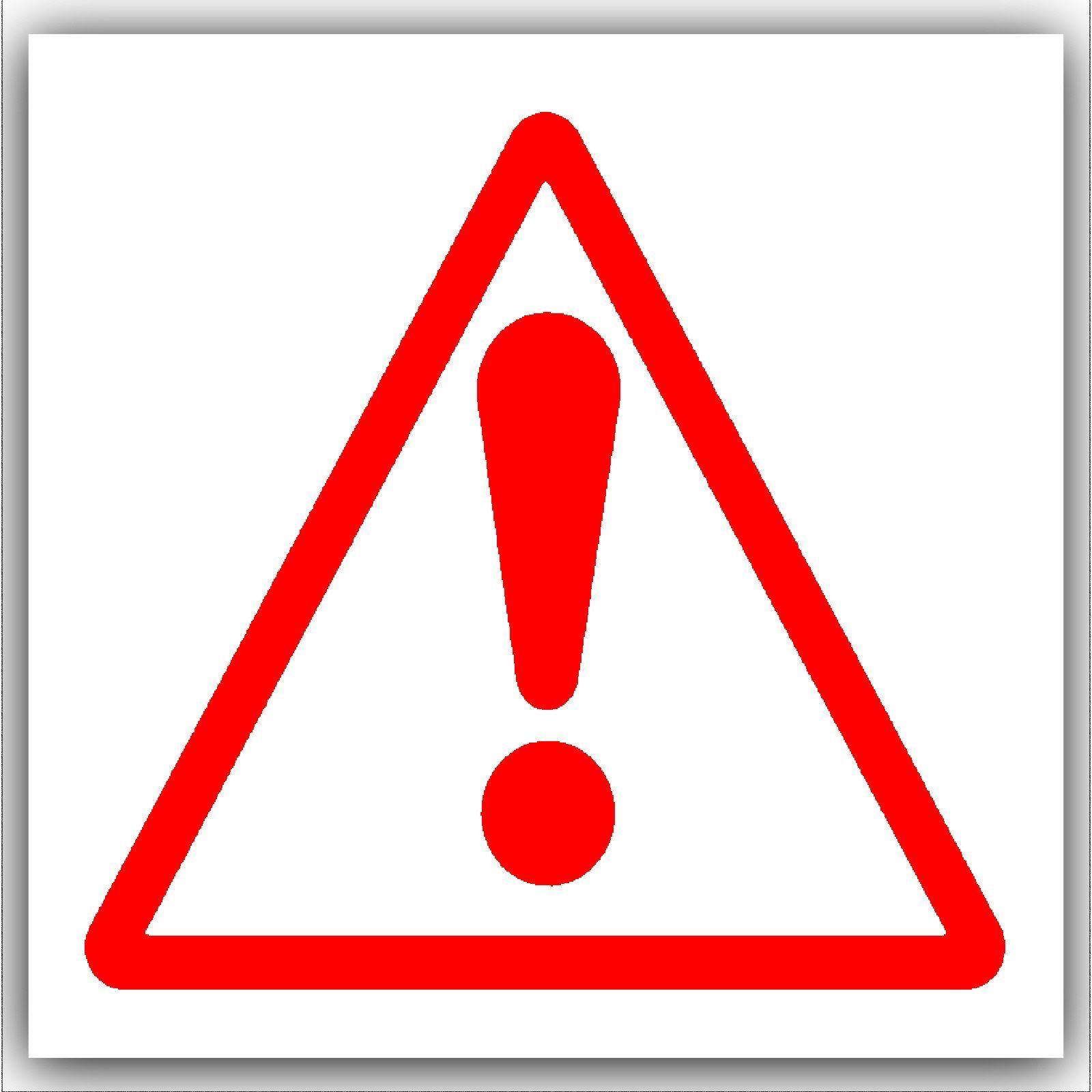 Red Symbol Logo - 1 x Caution Warning Danger Symbol-Red on White External Self ...