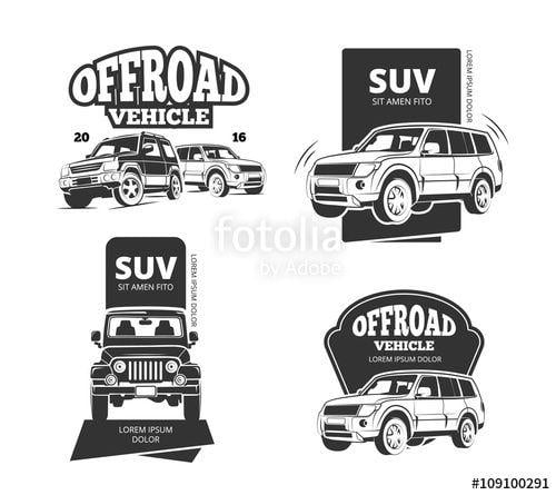 SUV Emblems Logo - Suv car vector badges and offroad labels. Suv offroad car logo set