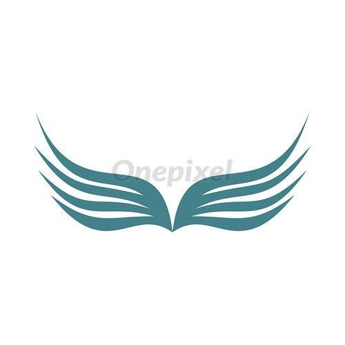 Two Wings Logo - Two wings of bird with feathers icon, flat style - 3968361 | Onepixel