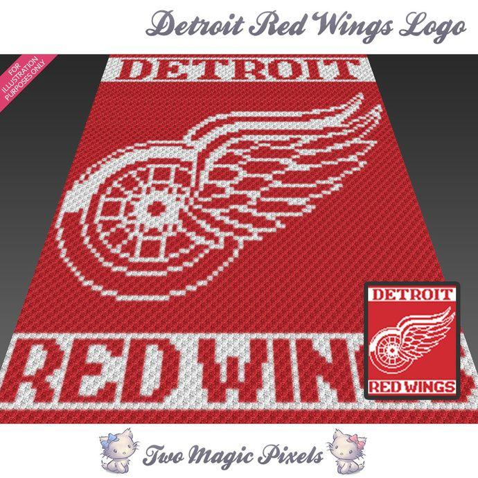 Two Wings Logo - Detroit Red Wings Logo Crochet Blanket TwoMagicPixels Queen Sherpa