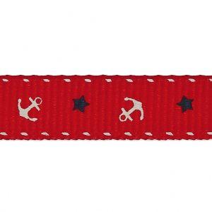 Row Red Star Logo - Row ribbon printed anchor and star 10 mm Red x 1m - Perles & Co