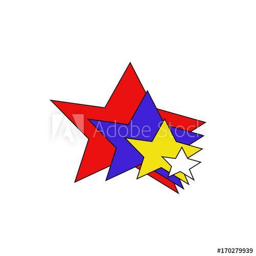 Row Red Star Logo - Vector of multicolored stars in a row on a white background. - Buy ...