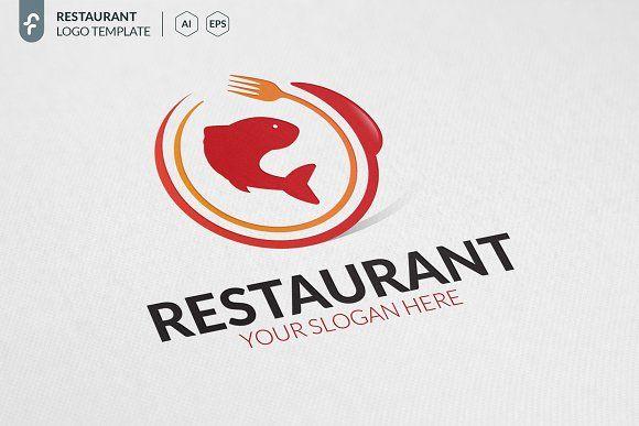 R and S Restaurant Logo - Fish Restaurant Logo Logo Templates Creative Market