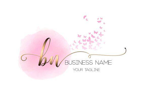 Pink Business Logo - DIGITAL Custom logo design pink watercolor butterfly logo | Etsy