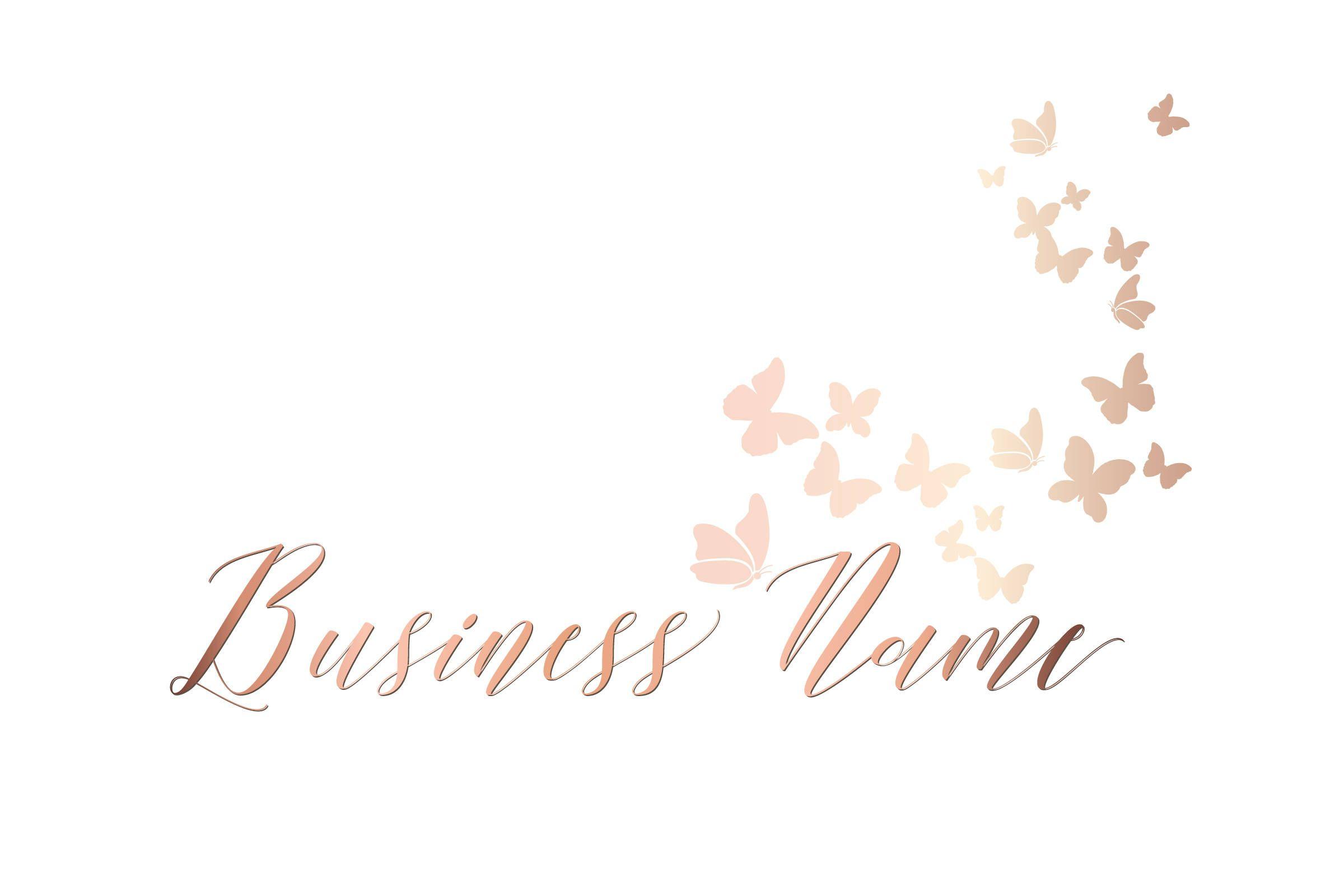 Butterfly Business Logo - Custom logo design pink gold butterflies girlish Logo design