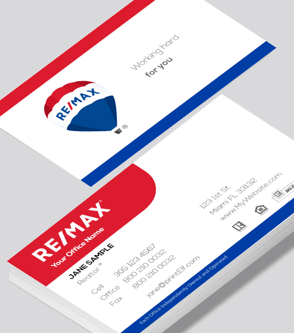 Red and Blue Business Logo - REMAX red blue business card