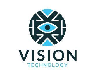 Green Eye Tech Logo - Vision is a circular logo composed of arrows and abstract forms