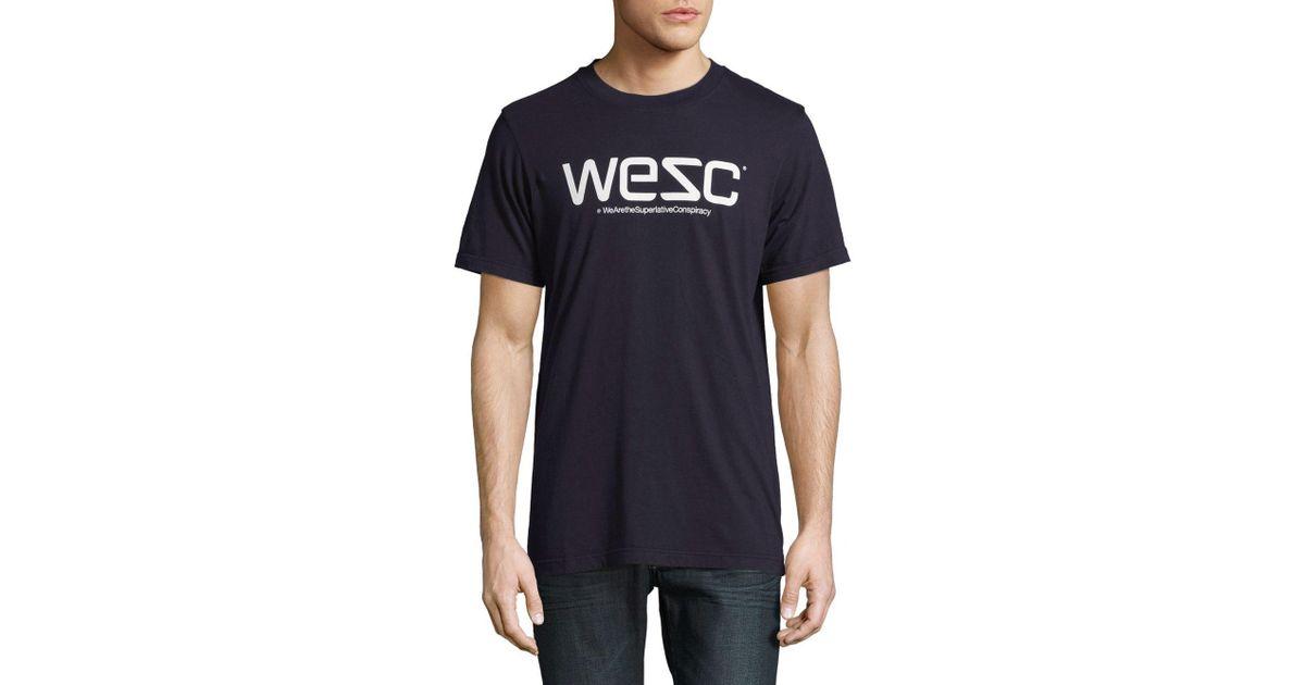 WeSC Logo - Wesc Logo Print Cotton Tee in Blue for Men