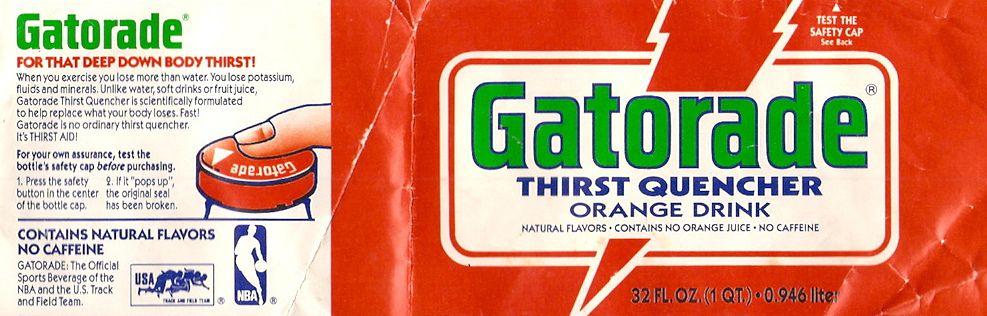 Old Gatorade Logo - Orange Gatorade Bottle Label