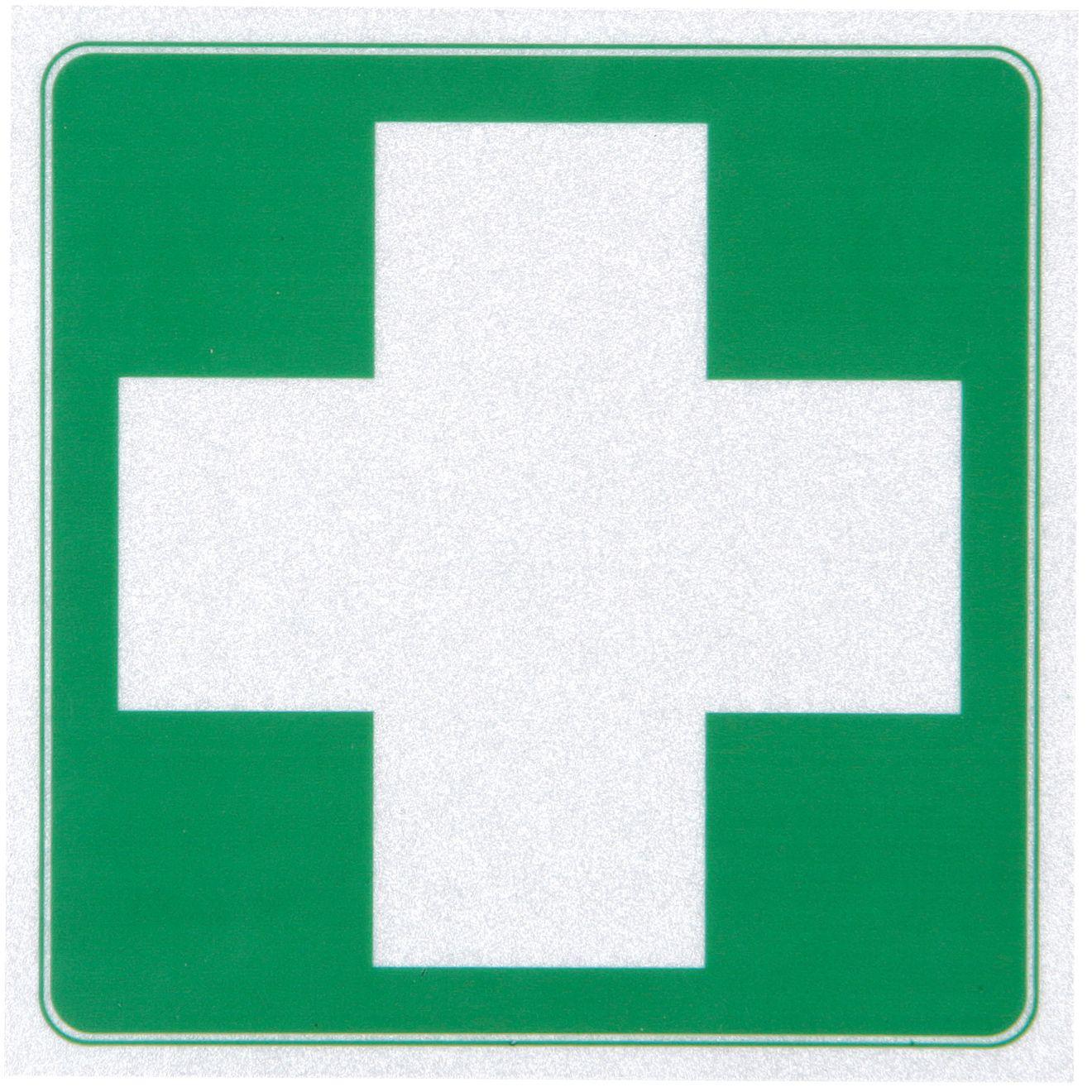 White and Green Square Logo - Reflective Green & White Cross 84 x 84mm. St John NSW