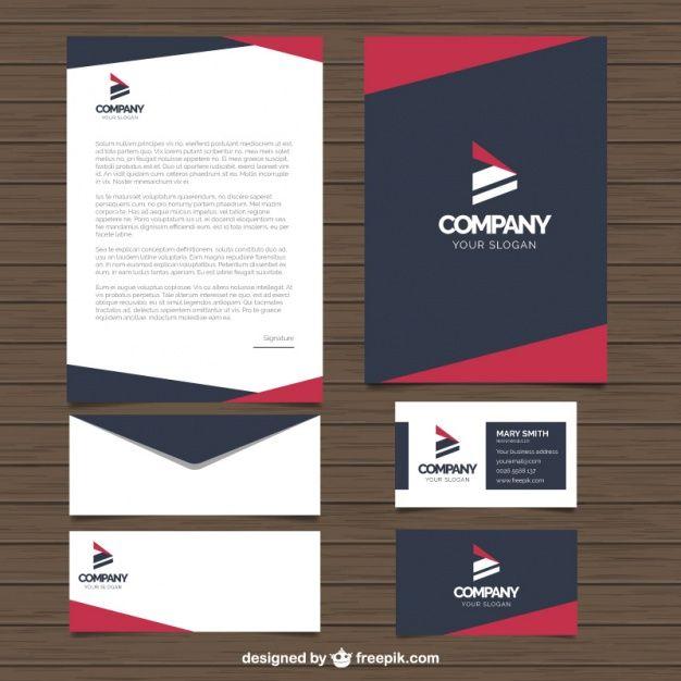 Red White Blue Company Logo - Business stationery with red and blue geometric shapes Vector | Free ...