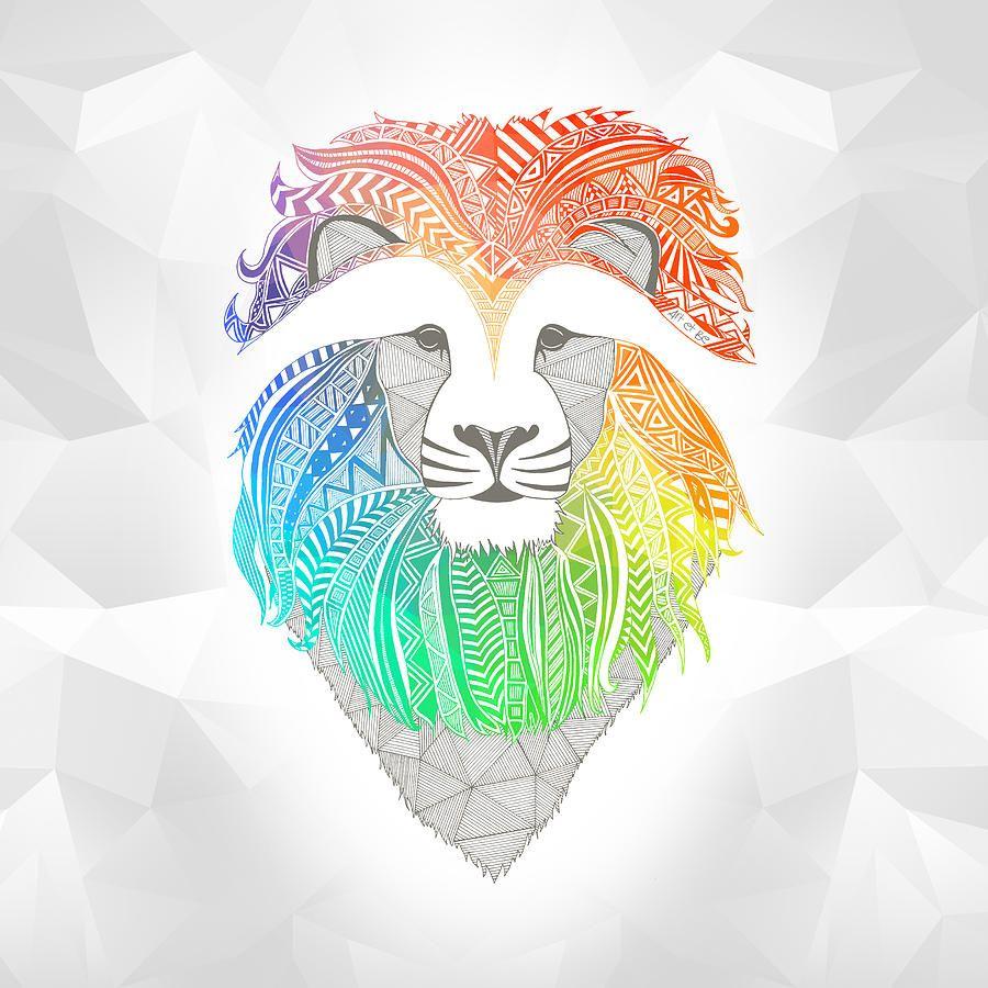 Multicolor Lion Logo - Lion Multicolor Digital Art by Art Et Be