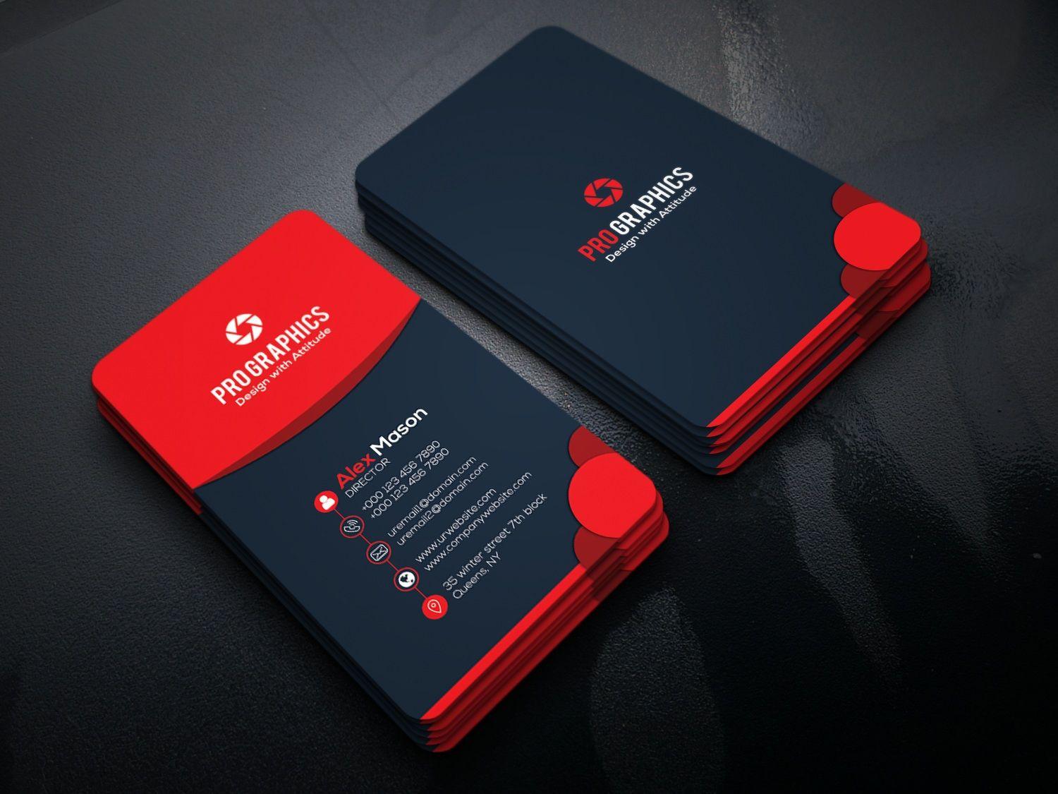 Red and Blue Business Logo - Corporate Business Card Vol 11