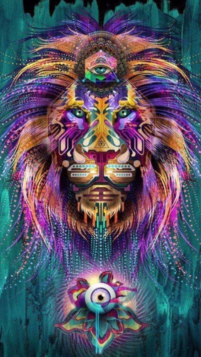 Multicolor Lion Logo - ↑↑TAP AND GET THE FREE APP! Art Creative Trippy Multicolor Lion
