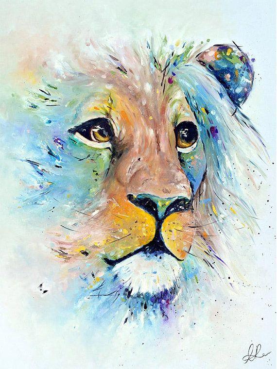 Multicolor Lion Logo - Very cool and exciting multicolored lion painting. An original ...