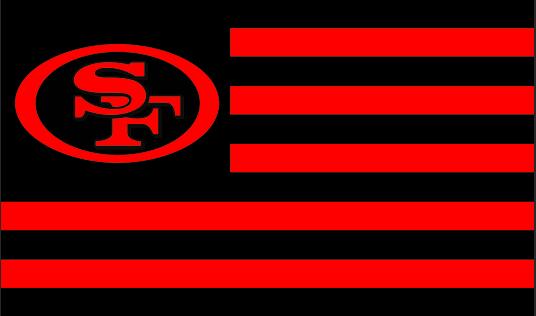 49ers Logo - San Francisco 49ers logo flag with stripes 3ftx5ft Banner 100D ...