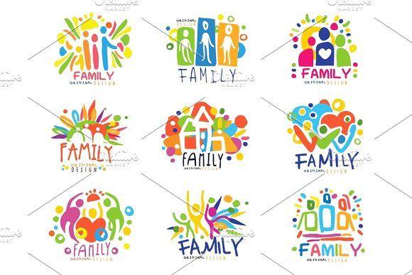 Family Colorful Logo - Family colorful labels original design, set of logo graphic ...