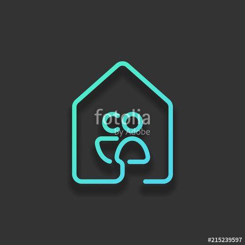 Family Colorful Logo - house with family or couple icon. line style. Colorful logo conc ...