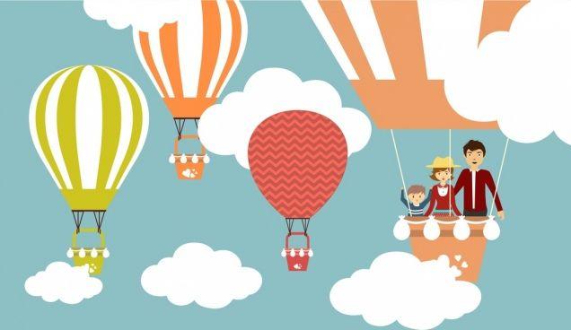 Family Colorful Logo - Balloons Background Colorful Cartoon Style Family Trip Design PNG