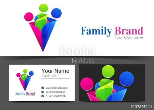 Family Colorful Logo - Family people Corporate Logo and business card sign template