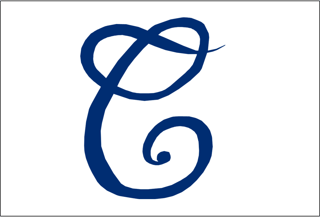 Cursive C Logo - Cleveland Naps Jersey Logo (1906) - A cursive blue C on white, worn ...